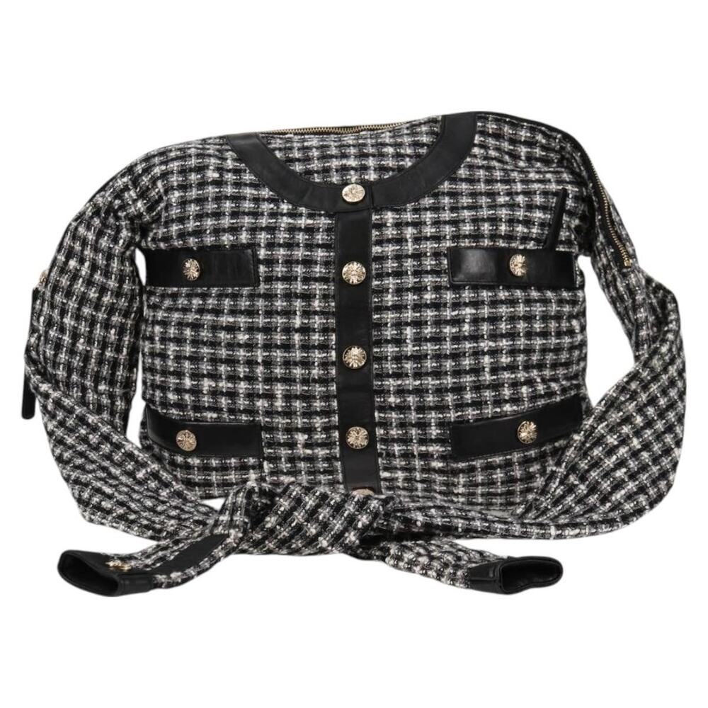 Chanel Tweed Girl Jacket Shoulder Bag Black